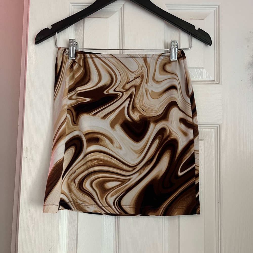 Rue21 Brown and Cream Swirl Pencil Skirt